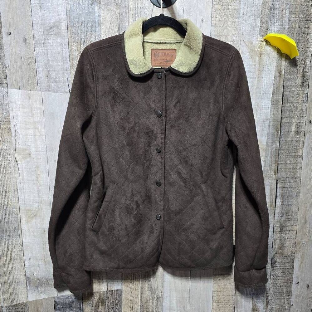 Outback Trading Co Women's Brown Faux Suede Sherpa Kimberly Jacket Small Western